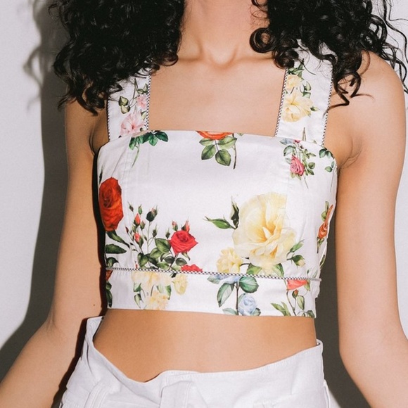 Rachel Antonoff Antonia Crop Top in Jemma Rose Floral - Picture 9 of 10